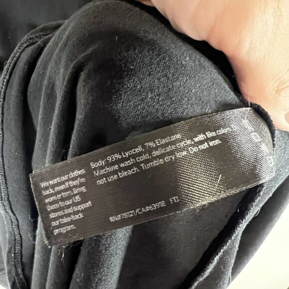 Eileen Fisher V-neck tunic top long sleeve women size Medium Black Minimalist - Picture 5 of 8